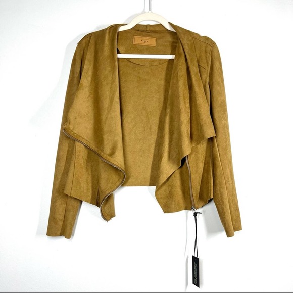 Blank NYC Jackets & Blazers - BLANK NYC New! Faux Suede Asymmetrical Zip Up Leather Jacket Small Camel